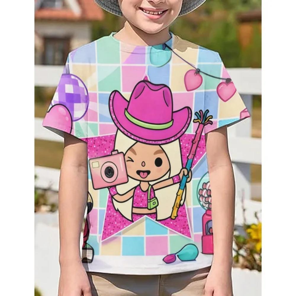 Toca Life World Children T Shirts Summer Casual O-neck Boys Childrens Clothing Fun 3D Cartoon Print Boys/girls Crewneck Tees 3D Animation T-shirt