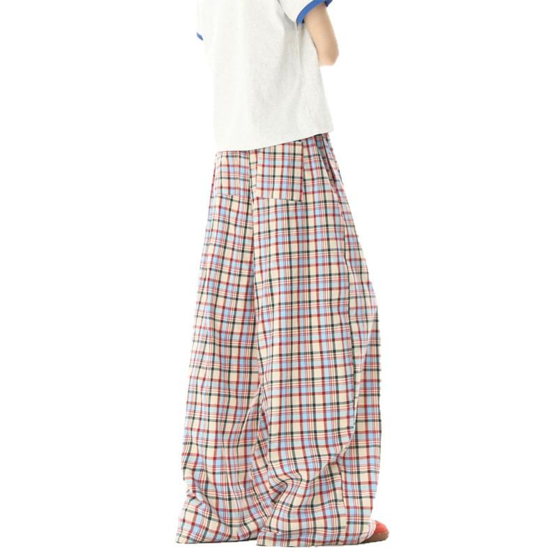 Pantaloni Casual a Quadri Colorati, Vestibilità Larga, Gamba Larga, per Uomo Donna, Leggeri, Rilassati