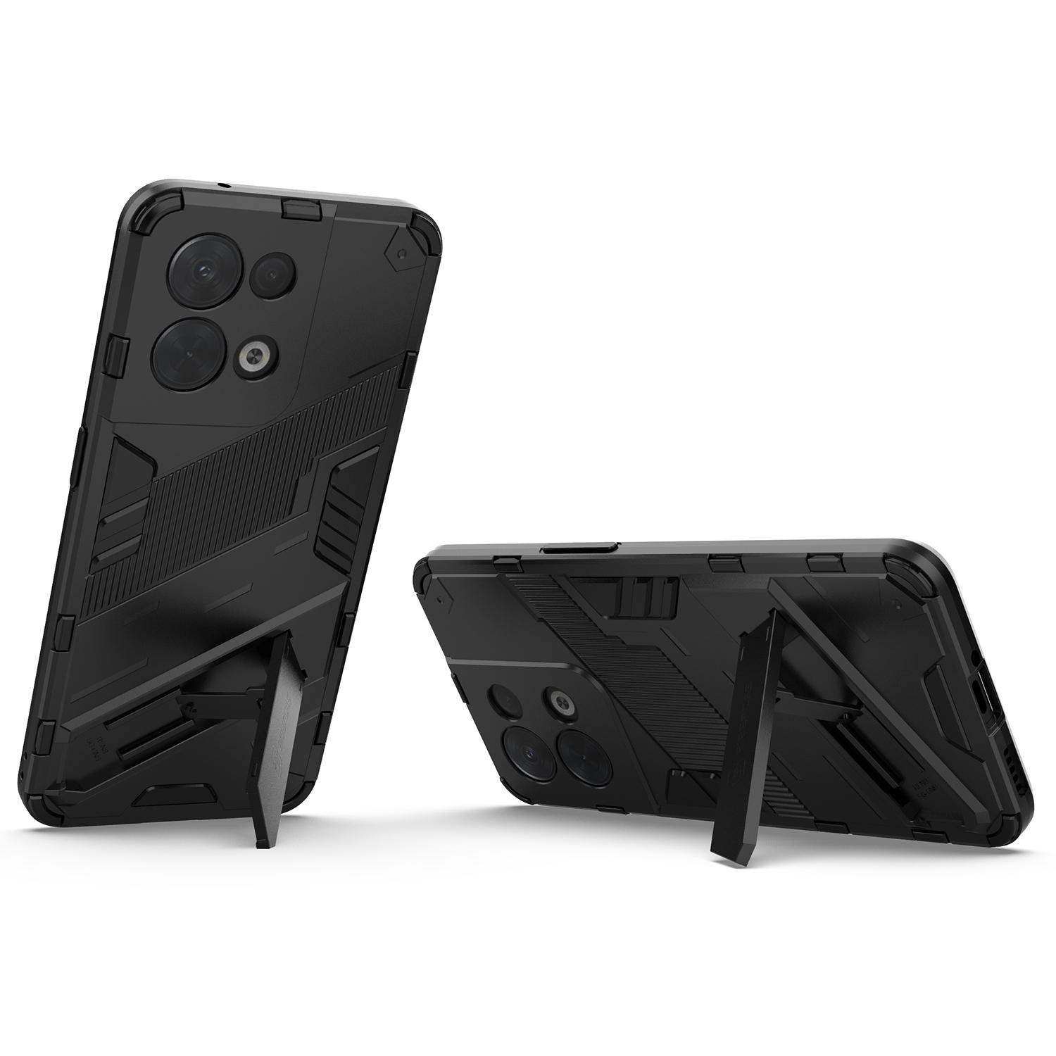 

For Oppo Reno8 5G (Global Version)/Oppo Reno8 5G Drop Protection Hard PC Shockproof TPU Anti-scratch Phone Cover with Kickstand Black