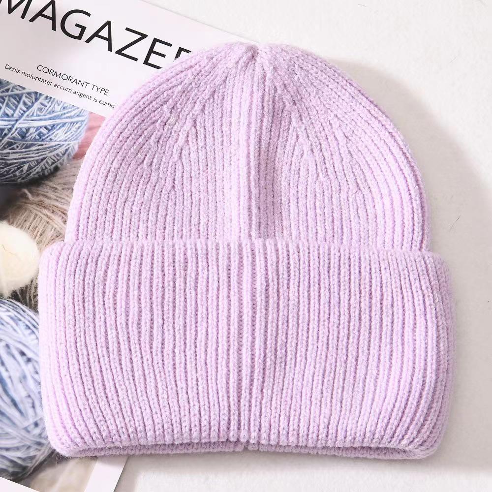 Unisex Luxury Fluffy Winter Wool Cashmere Knit Beanie Ribbed Striped Skully Hat Custom Logo for Men Women's Beach Wear