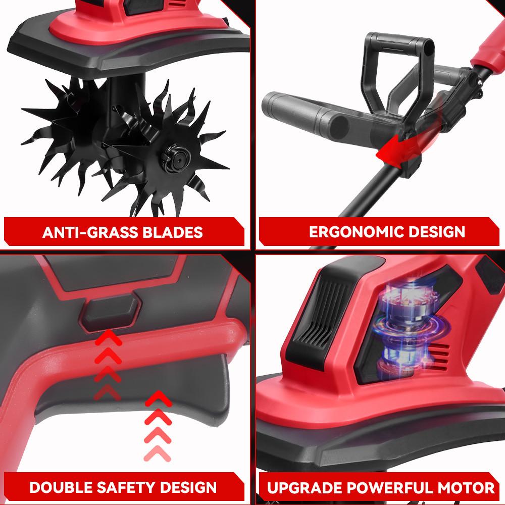4000W Electric Tiller Cultivator Cordless Portable Grass Trimmer Garden Agricultural Soil Loosening Power Tool