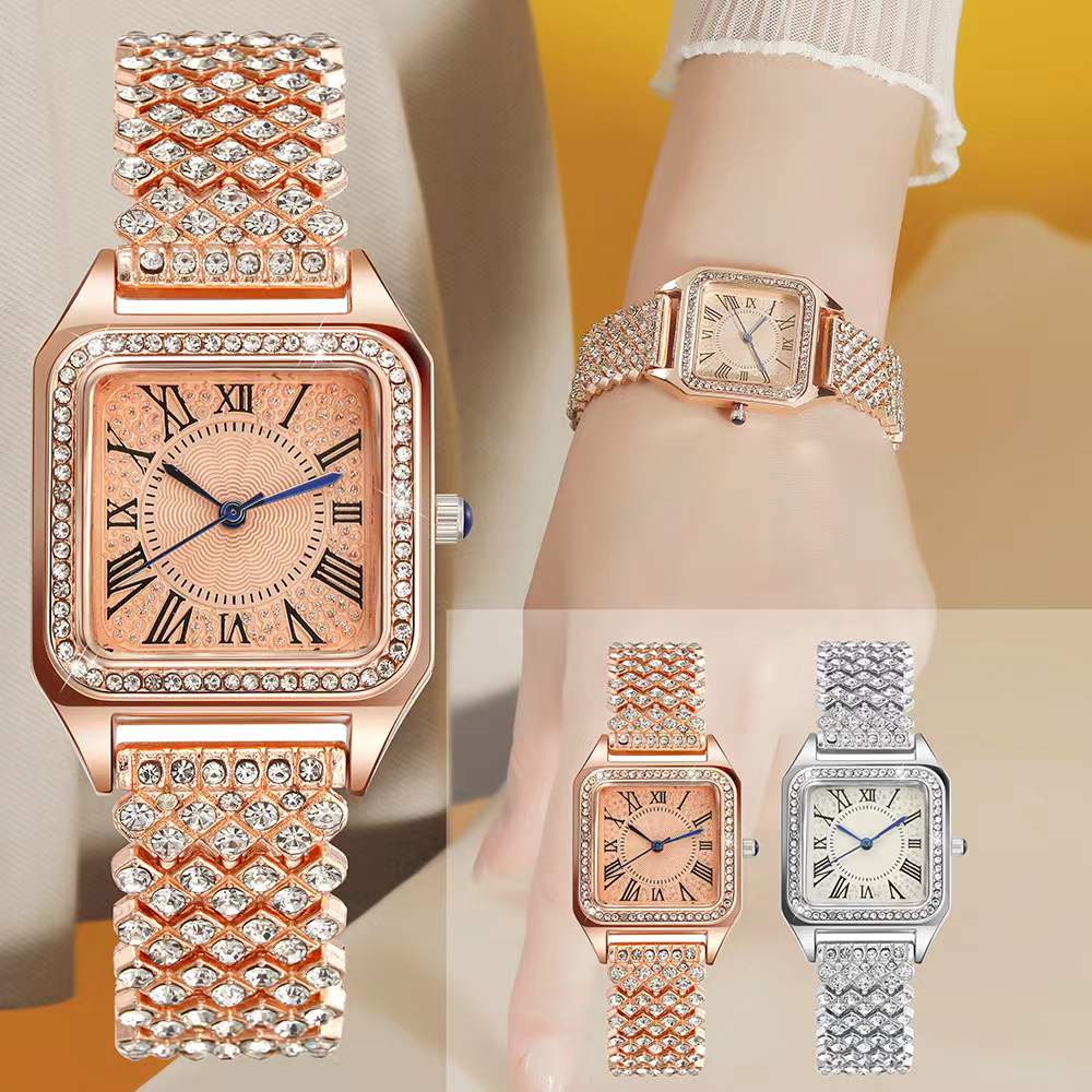 Shsby Women Luxury Crystal Dress Wristwatch Lady Rome Rhinestone Clock Gold Jewelry Watches Casual Quartz Bracelet Watch