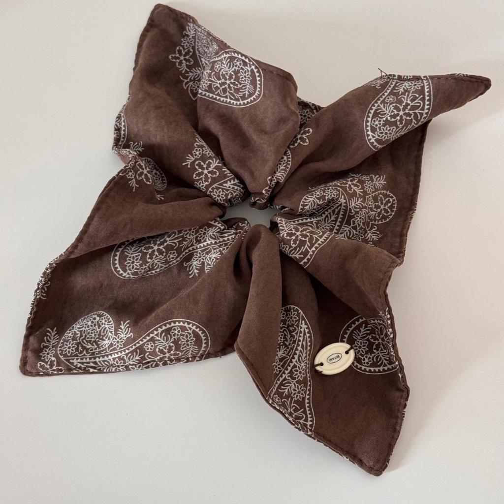 Korean Retro Elegant Cashew Flower Scarf Hair Tie - Durable, Elastic, High-Quality Rubber Band