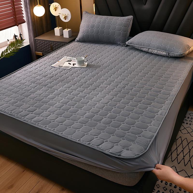 Einfarbiger, gesteppter, rutschfester Matratzenbezug – verdicktes, gebürstetes All-Inclusive-Laken für Simmons-Betten