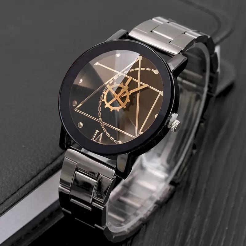 Luxury Men's Watch Black Compass Stainless Steel Quartz Wrist Watch