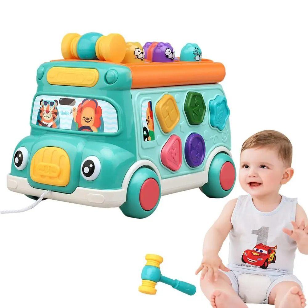 Plastic Music Activity Bus Baby Toy Montessori Whack-a-Mole Toys  Desktop Decor