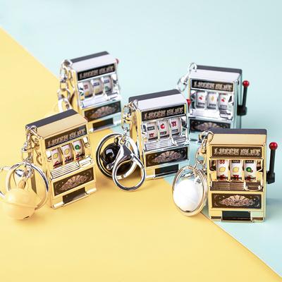 Mini Fruit Slot Machine Funny Birthday Keychain 1pc Lucky Jackpot Kids Educational Toys Coin-Operated Gaming Machine Gift