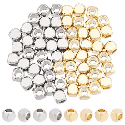 UNICRAFTALE Aproximadamente 60 2 4mm cubo de aço inoxidável cubo cúbico marcapasso metal metal bead charme para pulseira acessório jóias artesanato feito à mão DIY