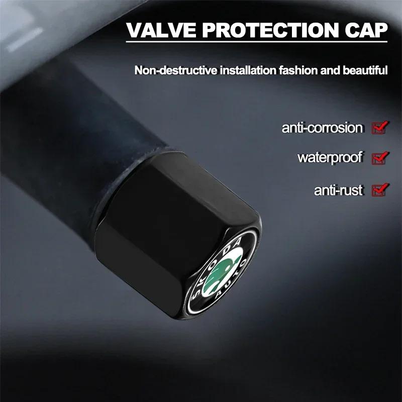 HGC2 new Car Wheel Tire Valve Stems Cap With Keychain Keyring Badge For Skoda octavia a5 a4 mk1 fabia superb rapid mk3 yeti 2006 sign