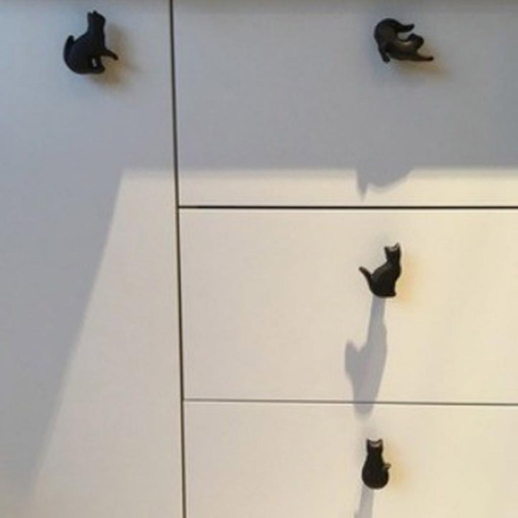4ks Unikátní knoflík od šatní skříně Tvar kočky Skříňka Rukojeť zásuvky Skříňka táhne Jednoduchá dekorace nábytku Snadná instalace