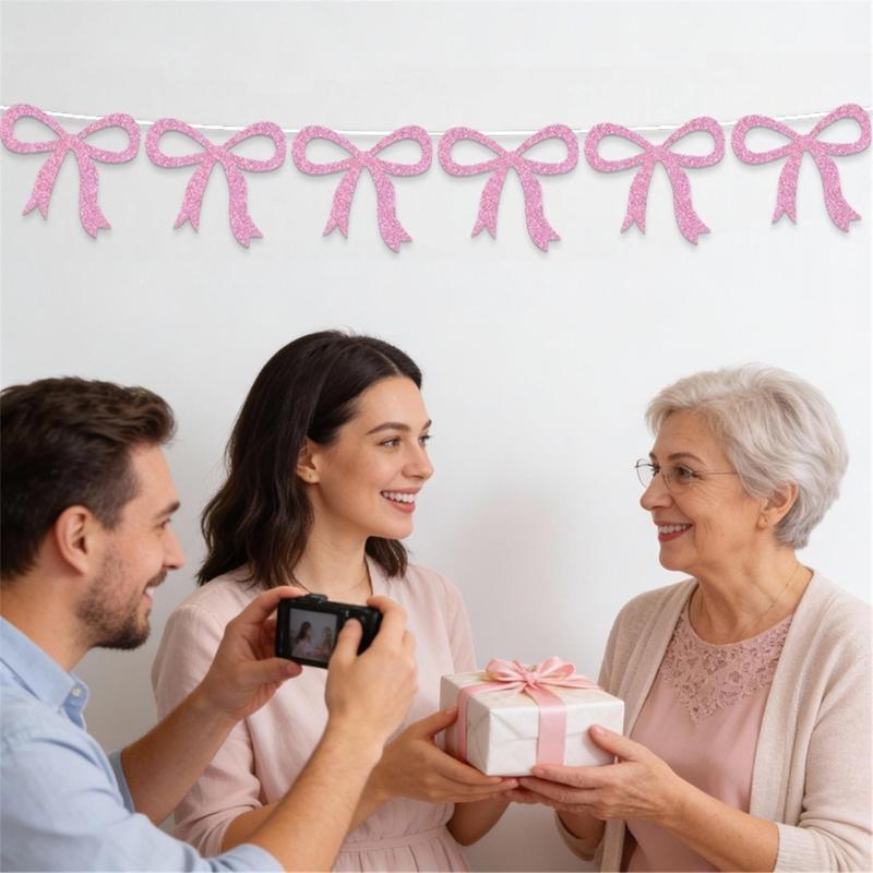 5Sets Colorful Bowknot Bunting Ornament Ceiling Hanging Decoration for Mother's Day Valentine's Day Holiday Decoration