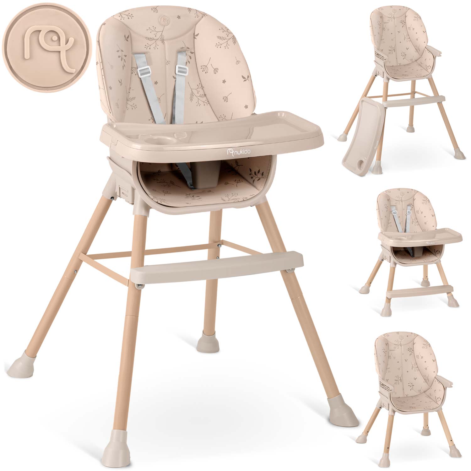Nukido Tilo High Chair, & bēšs