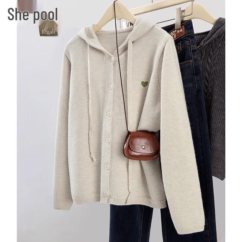 

Women s Hooded Embroidered Knit Cardigan One Size
