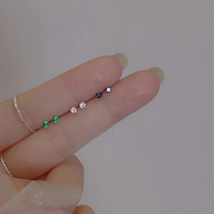 S925 Sterlingové stříbro pozlacené mini zirkonové náušnice – Elegantní dámské módní šperky