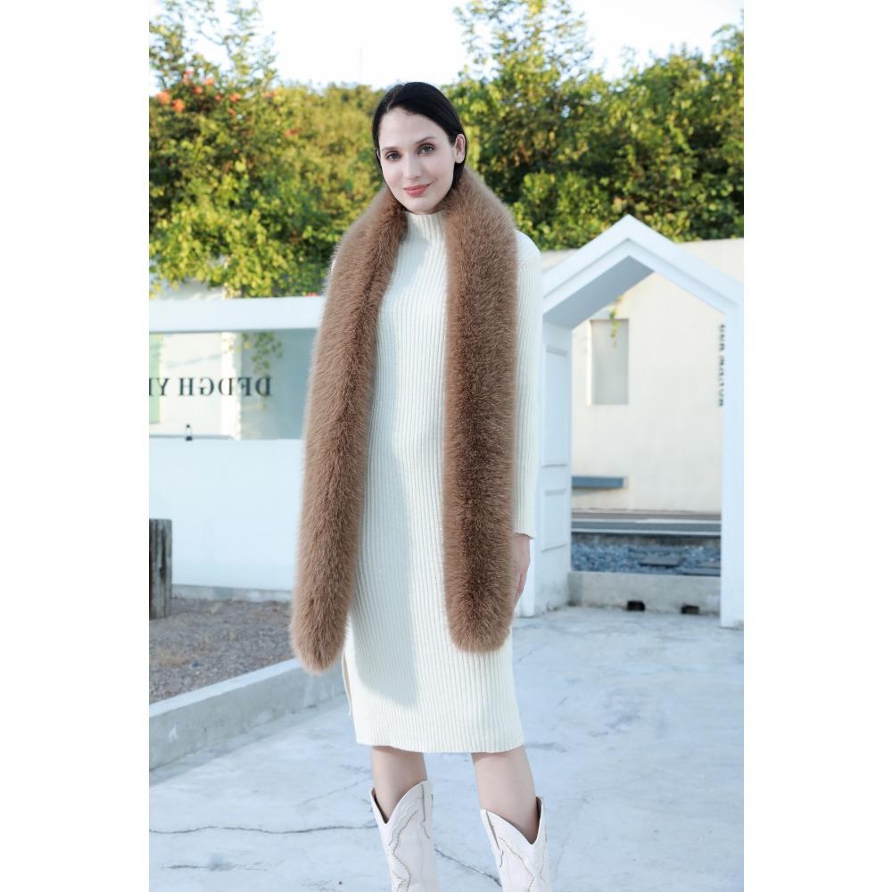 Faux Fox Fur Scarf All-match Faux Fur Scarf for Women Faux Raccoon Fur Neck Scarf for Winter