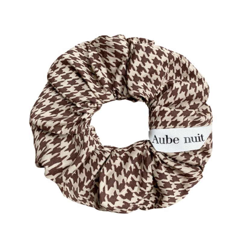 Aube Nuit Houndstooth Check Polka Dot Hair Scrunchie M