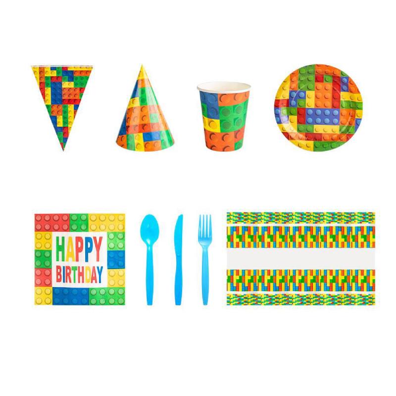 Complete Kids Birthday Celebration Tableware Set With Colorful Plates Cups Flags And Fun Party Supplies