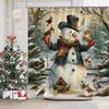 Christmas Shower Curtains Merry Xmas Green Christmas Tree Winter White Snow Gold Stars Red Scarf Bathroom Shower Curtain Xmas