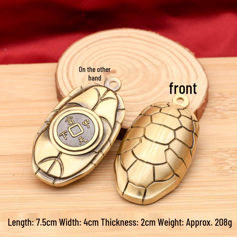Golden Dragon Wealth Attraction Keychain: Brass Five Emperors Coins, Pixiu, and Gourd Pendant for Prosperity