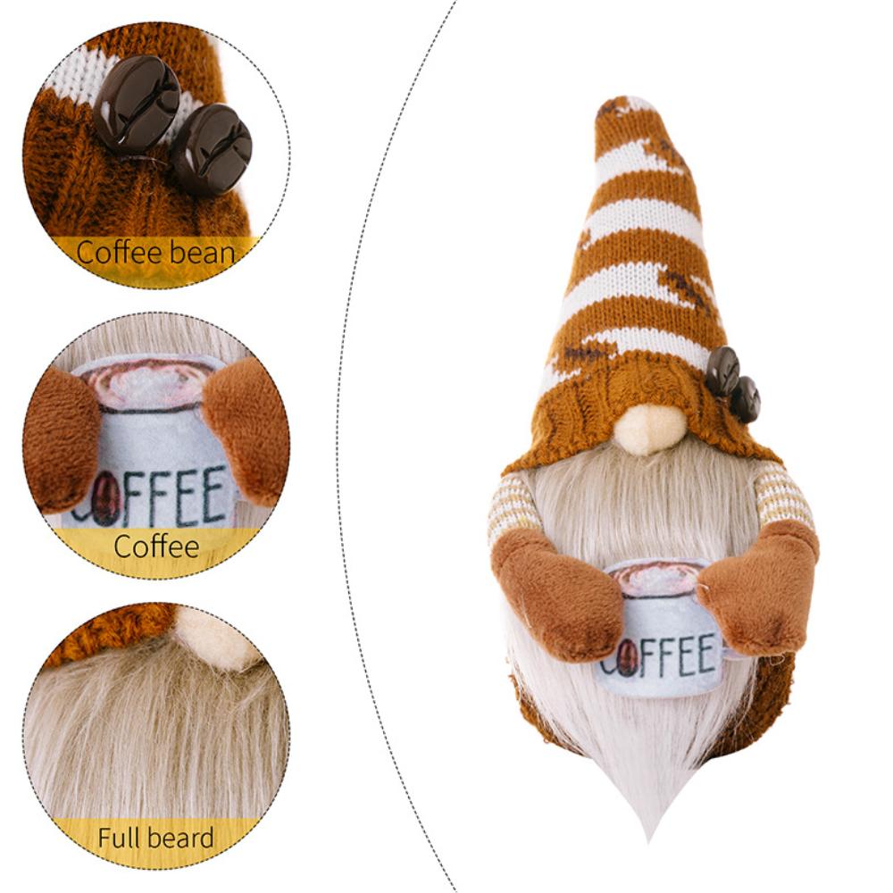 1/2 Pcs Coffee Gnome Coffee Bar Decoration, Handmade Swedish Gift Farmhouse Plush With Coffee Bag Christmas Kitchen Decoration