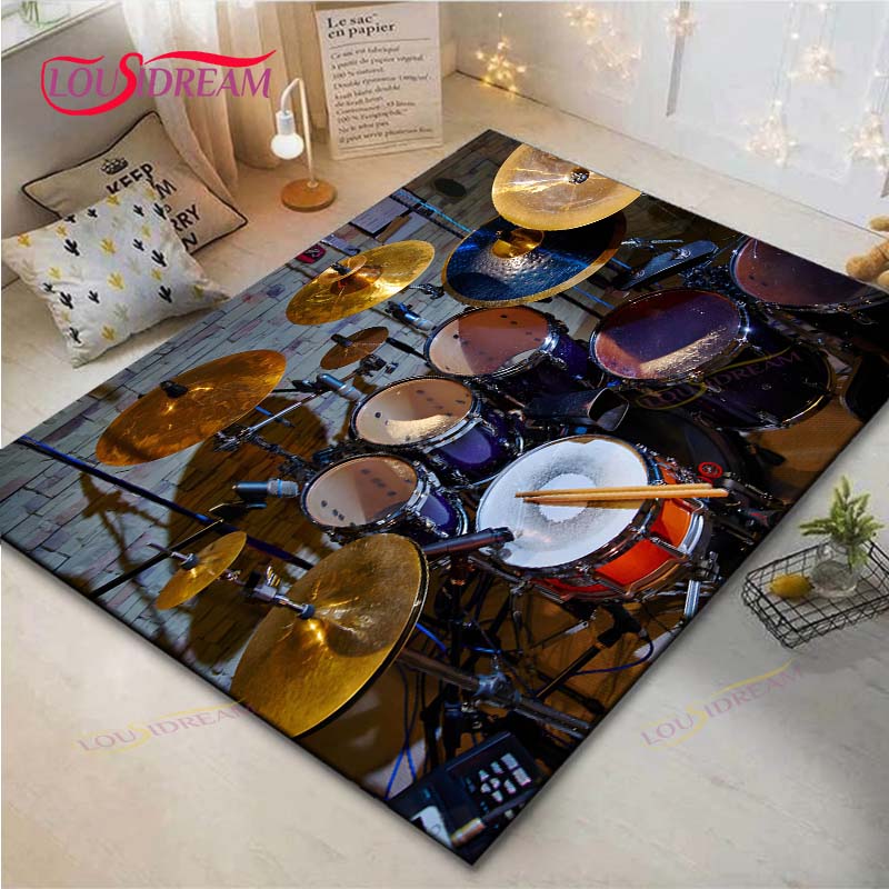 Fashion Music Drum Set Printed Carpet Outdoor Area Rug Non -slip Carpet Bedroom Decor Carpet for Living Room Birthday Gift