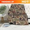 Customize Vintage Duck Camo Blanket Retro Hunting Style Camouflage Throw For Hunters Outdoor Car Travel Home Gift For Men Women