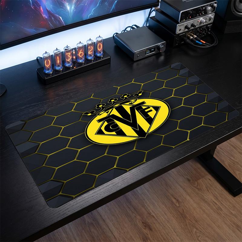 Villarreal FC Theme Pattern Mouse Pad, Soccer Logo Design XXL Gaming Desk Mat Non-Slip Computer Mouse Pad