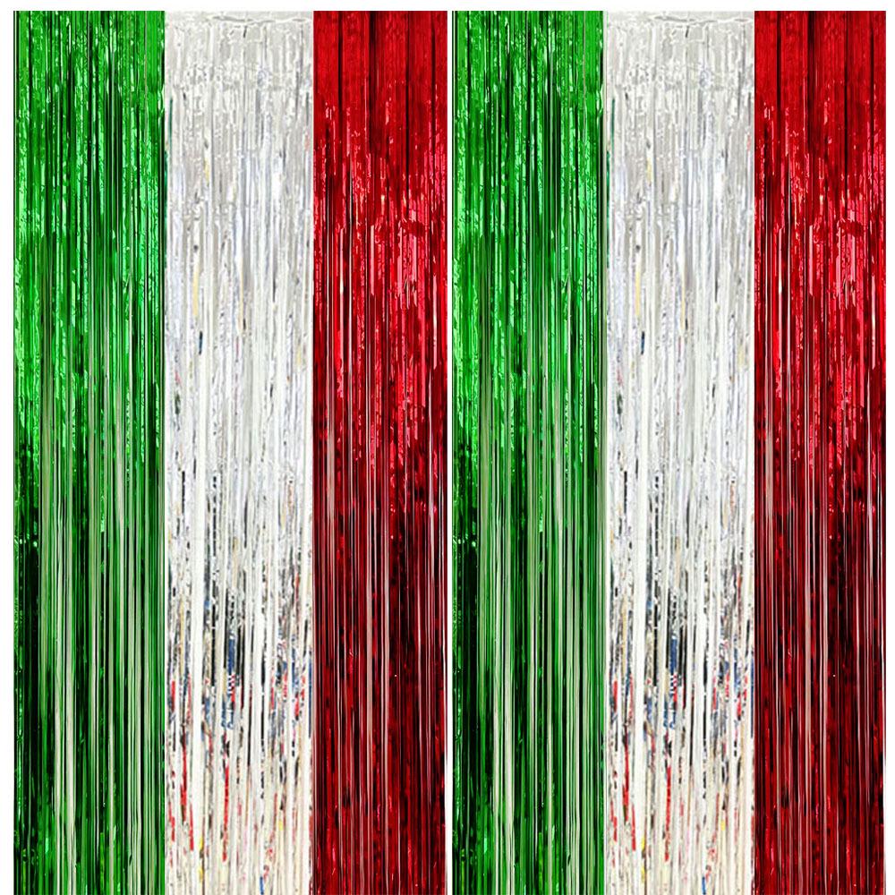 Color-Block Tinsel Curtain 1x2m - Festive Background for Christmas, Halloween, and Birthdays