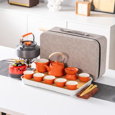 Outdoor Portable Travel Tea Set, Car Camping Water Stove, Ceramic Teapot, Teacup, and Outdoor Cooking Equipment Complete Set