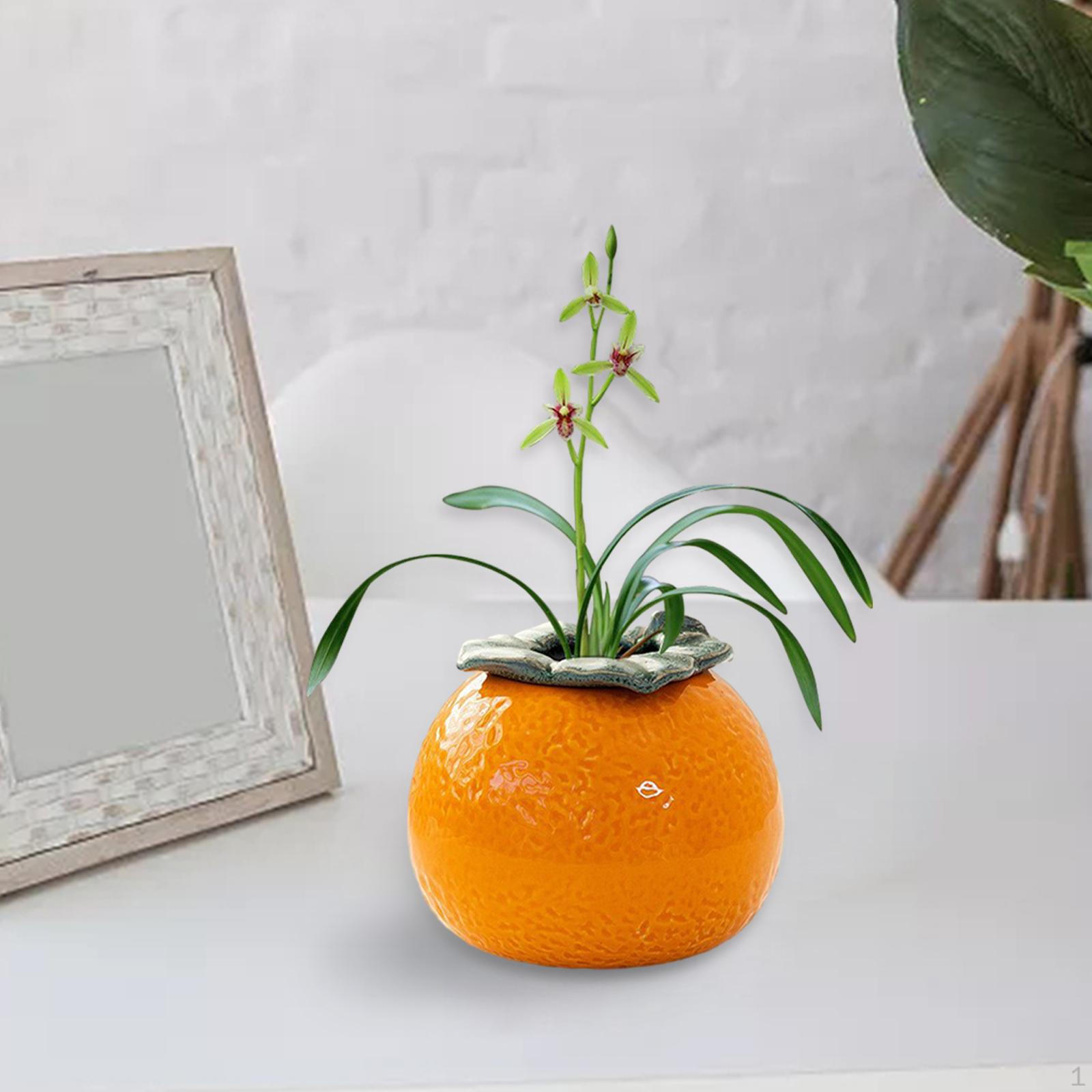 

Цветочный горшок бонсай керамический оранжевой формы, мини, чайная банка, домашний декор, милые комнатные горшки Medium