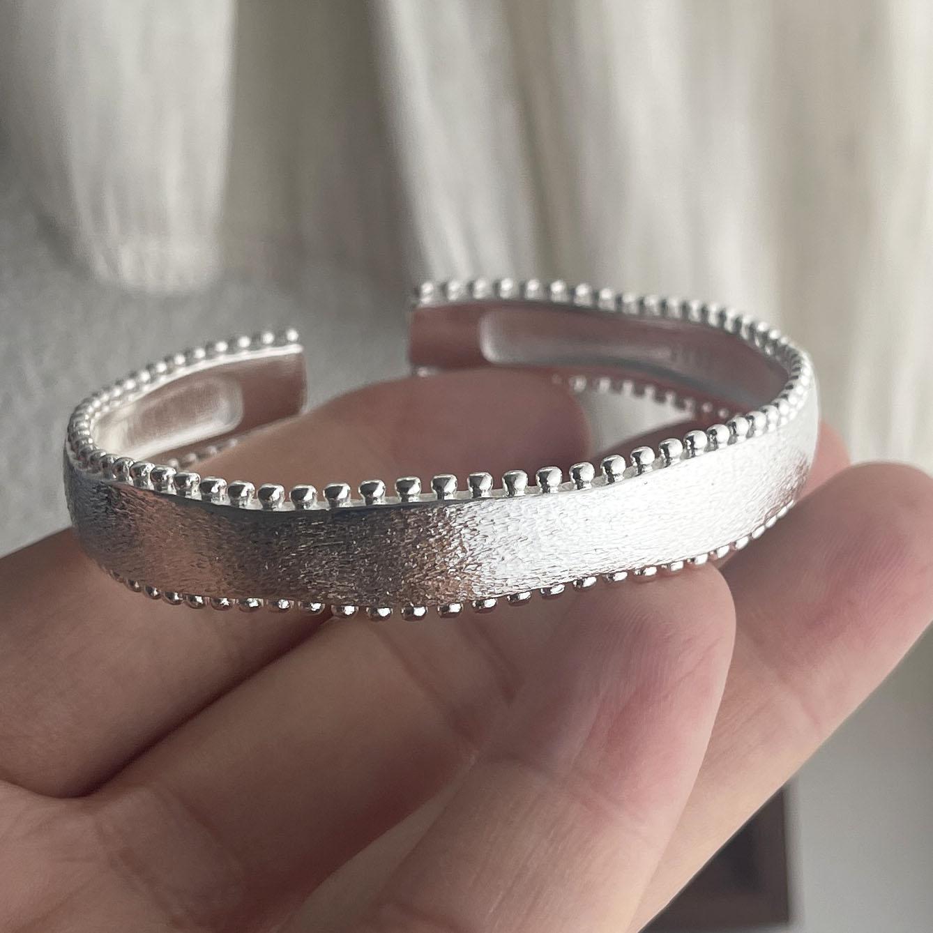 

100% Solid 925 Sterling Silver Retro Bracelet for Women Men Vintage Handmade Flower Shape Bracelet Birthday Gift