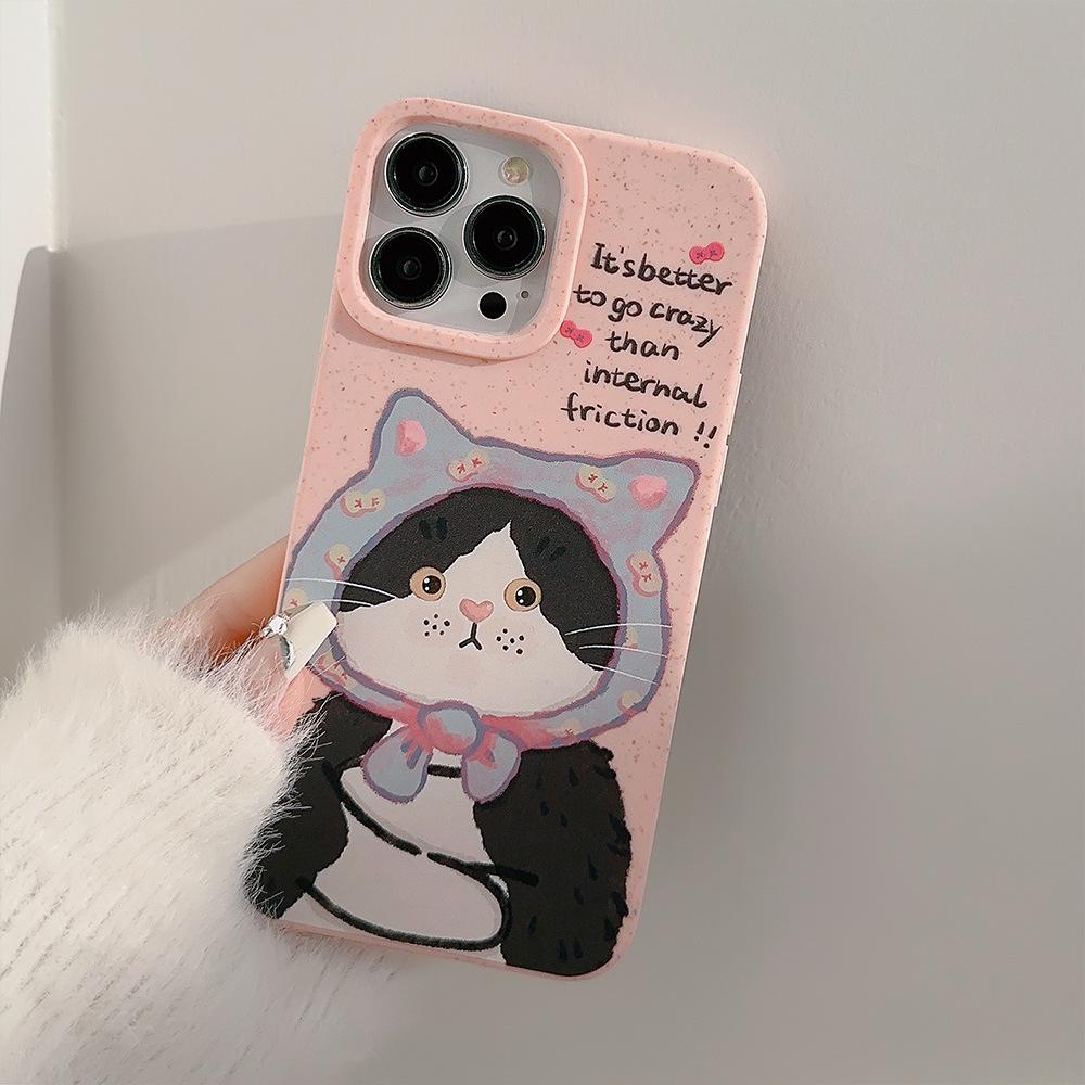 Oil Painting Funny Cat Suitable for 15 Apple 14 ProMax Mobile Phone Case 13 Original IPhone 12 Matte 16 Soft Set
