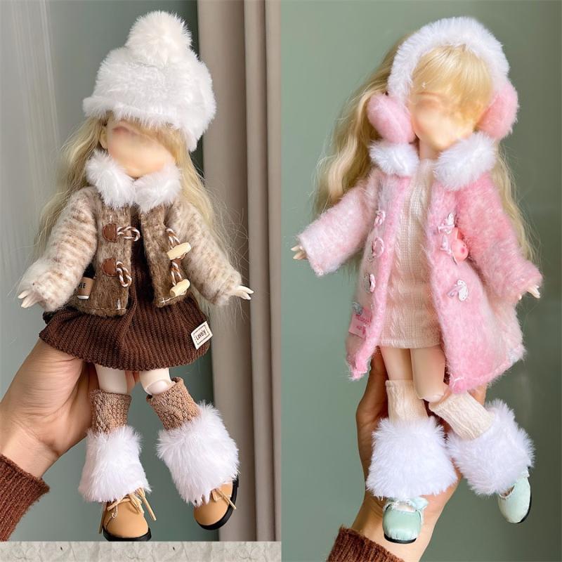 1 Set 1/6 Doll Outfit Kit 30Cm Doll Clothes Pretty Dress Hat Winter Coat Girl Toy Gift Doll Accessory No Shoes And Doll