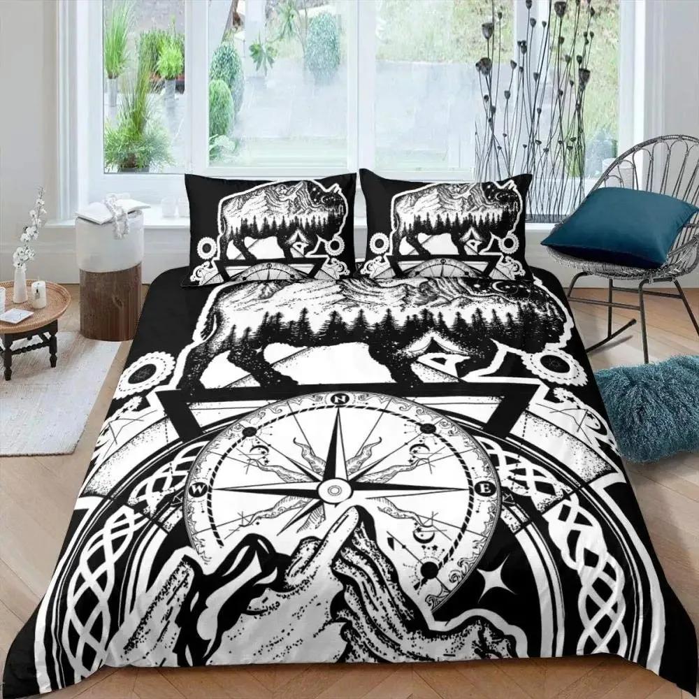Compass Telescope Duvet Cover Set Navigation Theme Polyester Comforter Cover King Queen Size For Kids Boys Girls Bedding Set