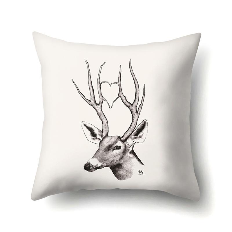 Polyester Pillowcase Automobile Decoration Home Printed Deer Pillowcase Waist Cushion Cover Car Cushion Head Cushion Cover