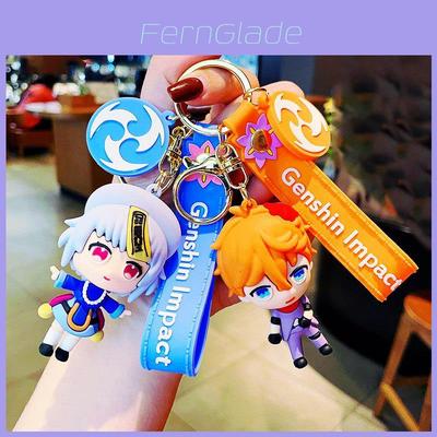 Cute Genshin Impact Character Silicone Keychain Adorable Pvc Figure For Bags And Phones