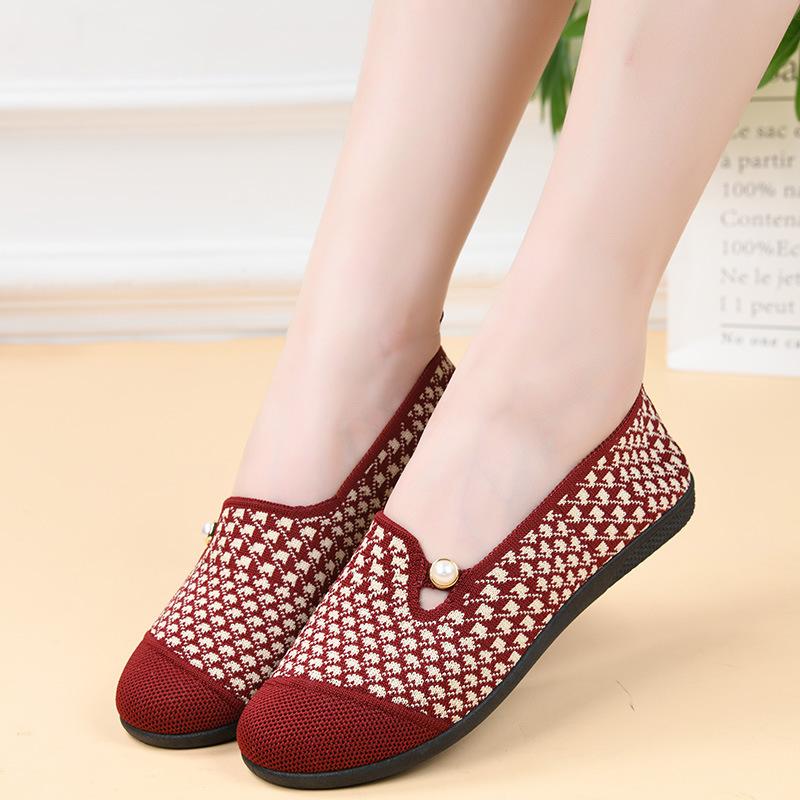 Autumn New Cloth Shoes Medium and Soft-soled Shoes Fly-woven Breathable Lightweight Casual Shoes