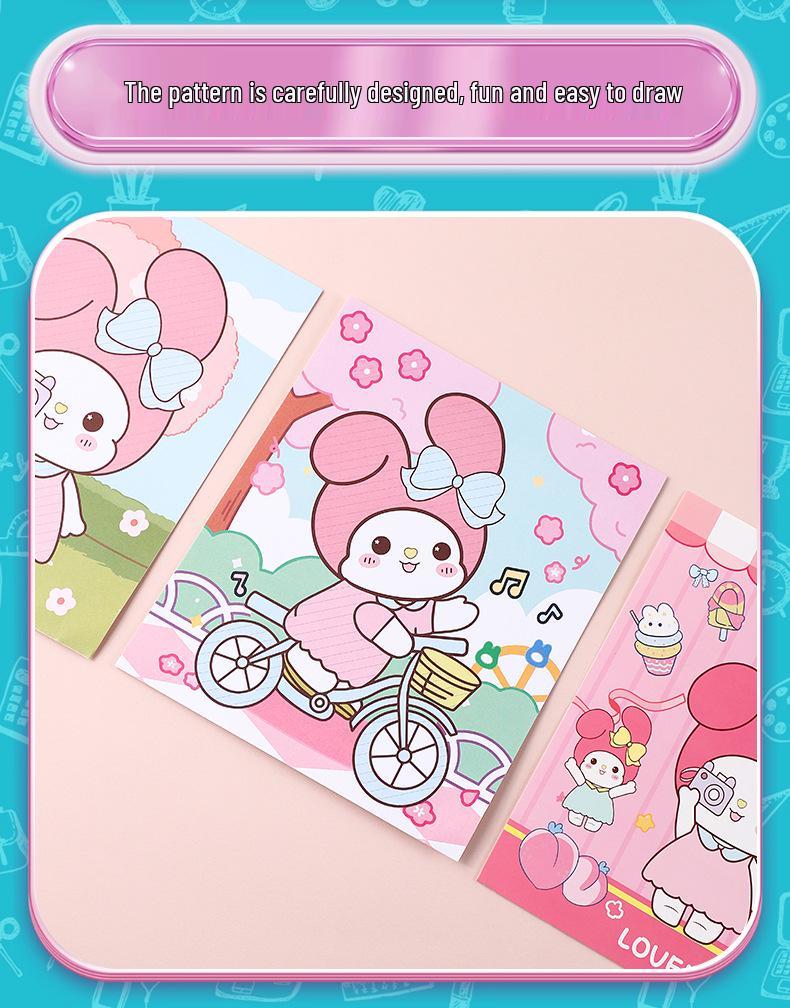 KPOP Witch Group DIY Coloring & Glitter Makeup Book with Sanrio Watercolor Set