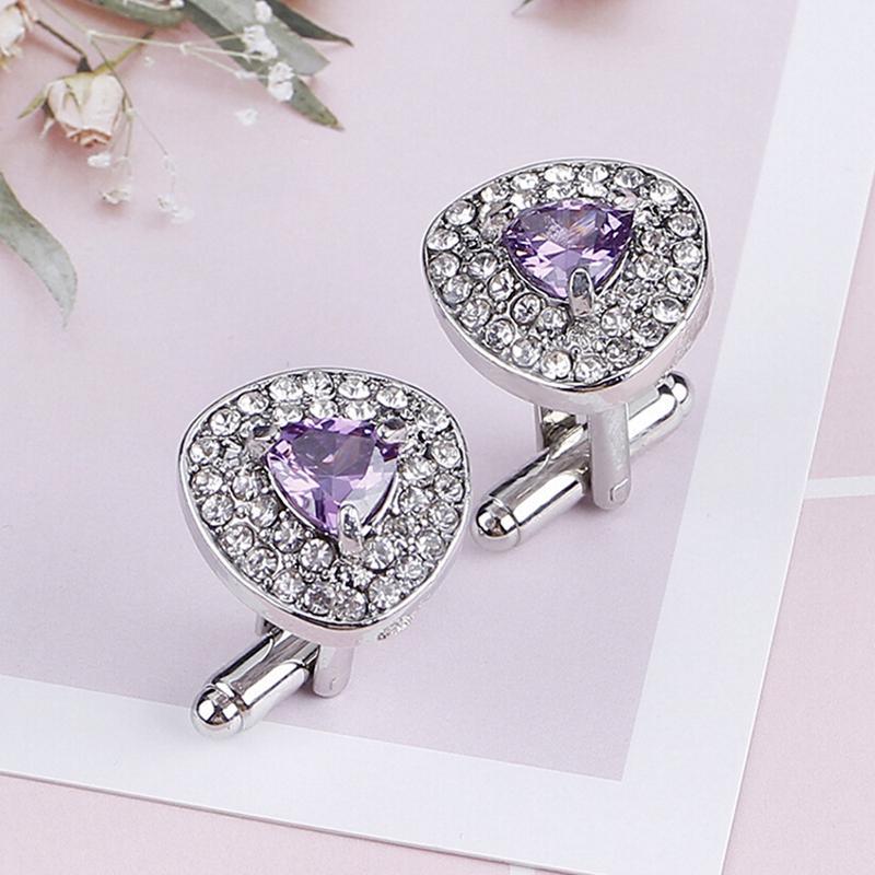 Shirt Cuff Button Triangle Zircon  Cufflink Charm Jewelry Gift