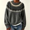 Fair Island Versatile Pullover Round Neck Embroidered Knitted Sweater Autumn And Winter Loose New Jacquard Knitted Sweater