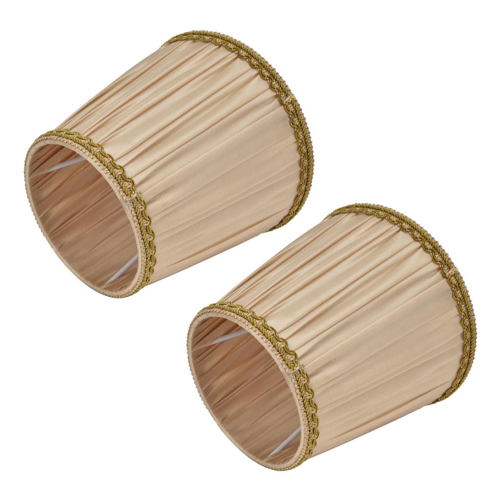 2 STK Stofflampenschirm Einfacher Lampenschirm für E14 Schraubkerzenlampe Tischleuchte Kronleuchter Gold