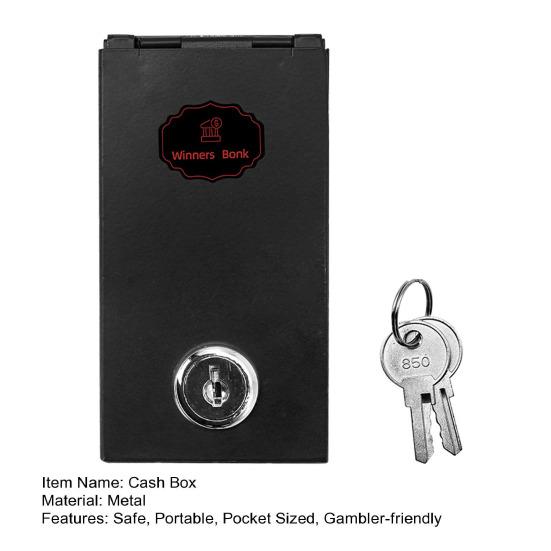 Gamblers Cash Box Winners Bank Portable Metal Safe with Key Lock Pocket Sized Casino Money Box for Security Go Home Money