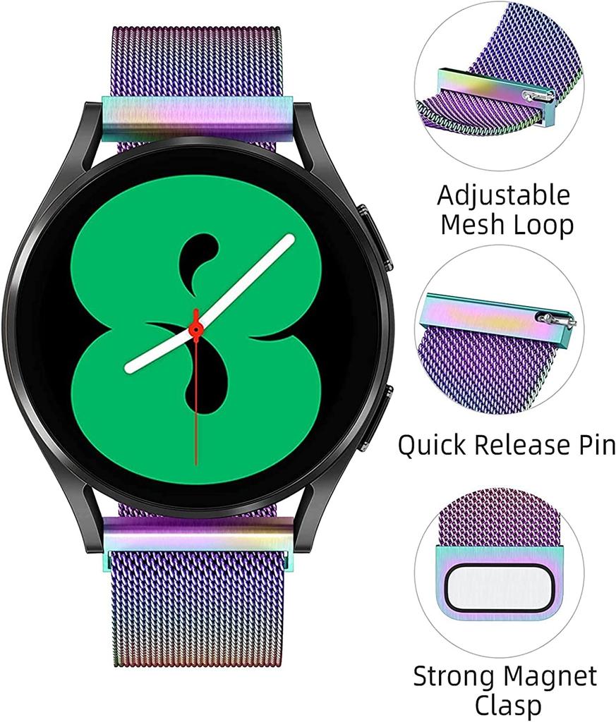 22mm 20mm Milanese Loop Strap For Amazfit Active 2 GTS/GTR 4 Samsung Watch7/6/5/4 Metal Bracelet Huawei Watch GT5-4-3-2 Pro Band