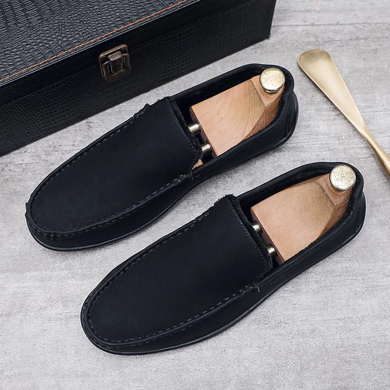 Winter Men Casual Shoes Plush Warm Loafers Suede Luxury Brand Male Driving Shoes Light Comfort Slip-on Mens Lazy Shoes Moccasins