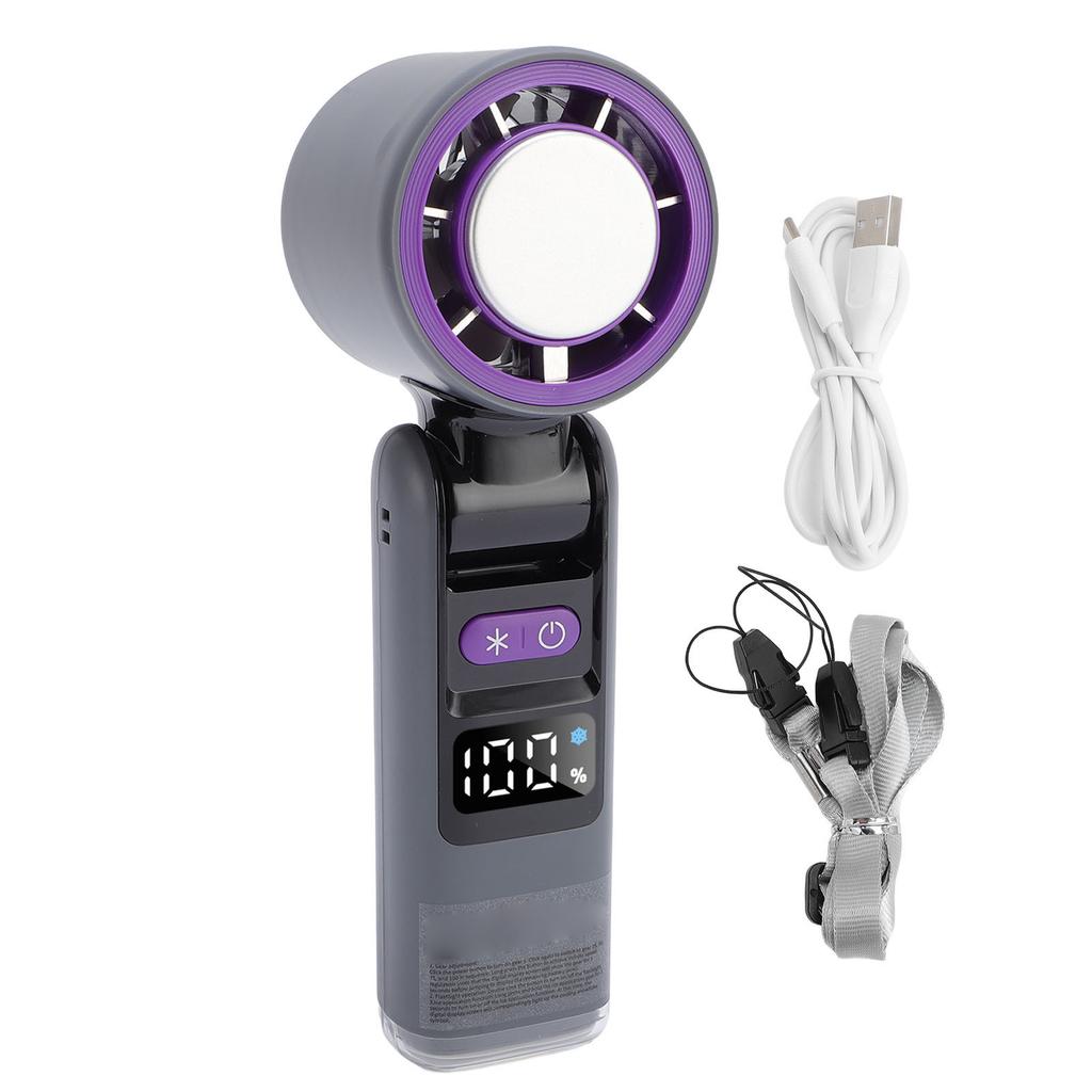 Handheld Fan Digital Display High Speed Turbine Ice Cooling Fan Foldable Fan with Light for Travel
