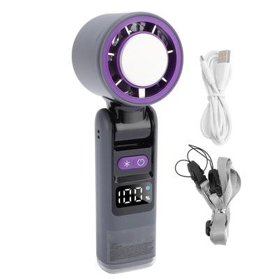 Handheld Fan Digital Display High Speed Turbine Ice Cooling Fan Foldable Fan with Light for Travel