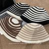 Sweet Knitted Striped Bucket Hat Women's New Autumn and Winter Wool Basin Hat