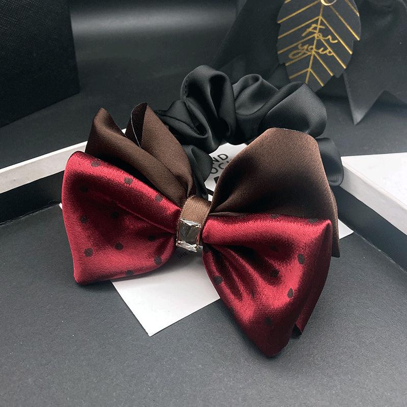 Elegant Satin Red Polka Dot Bow Hair Tie - Women s 2025 New Style Accessory