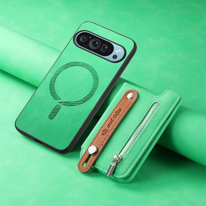 Magnetische abnehmbare 2-in-1 Leder-Kartenhülle für Google Pixel 10 9 Pro XL Pixel9 8 A 7A 8A 9A Pixel8 7 5G Reißverschlusstasche Rückabdeckung