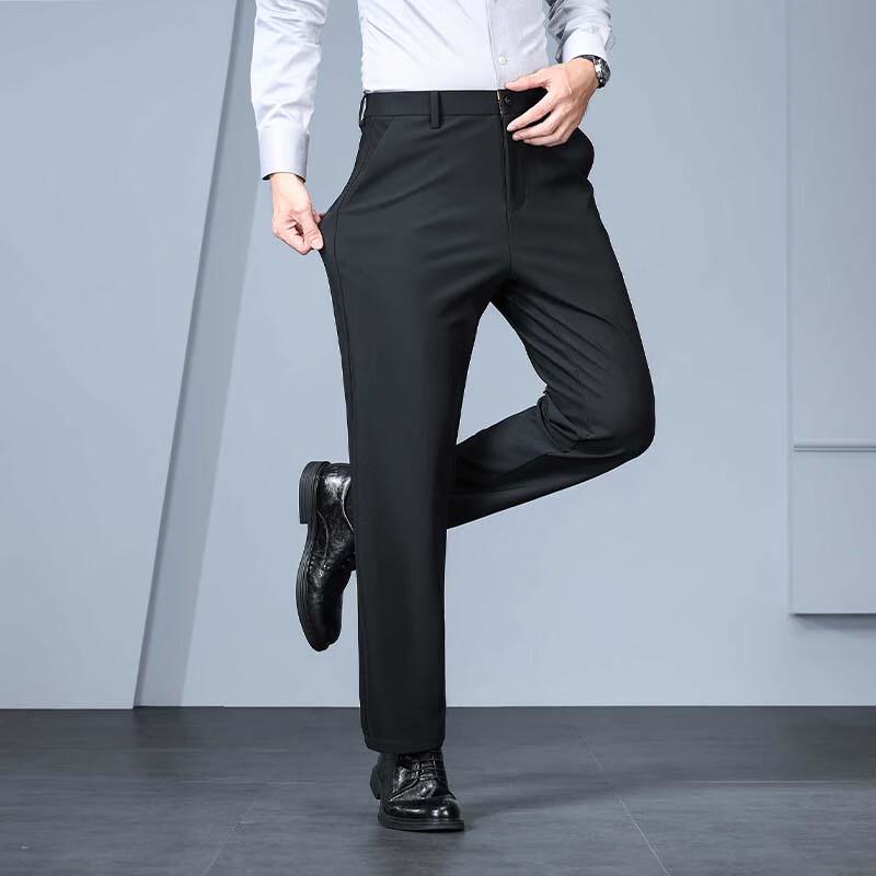 ROMON Men's Autumn/Winter Business Casual Straight-Leg Trousers